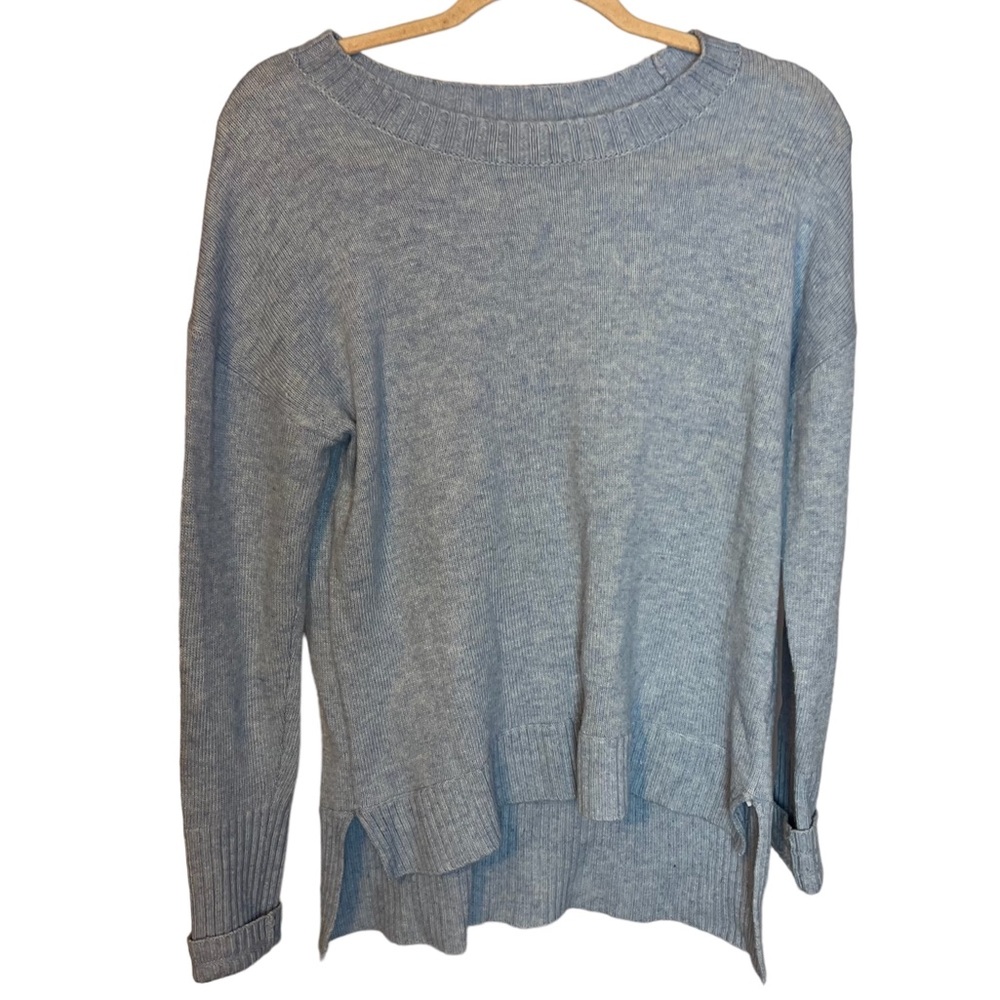 J. Crew Blue High Low Crew Neck Wool Blend Sweater, size Small.
